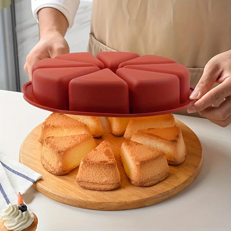 8-Cavity Silicone Triangle Cake Mould – 28cm Baking Tray