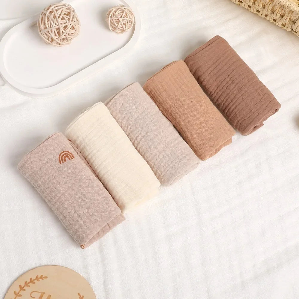 6-Layer Cotton Baby Washcloths – Soft Muslin Burp Cloths & Face Towels (3 or 5 Pack)
