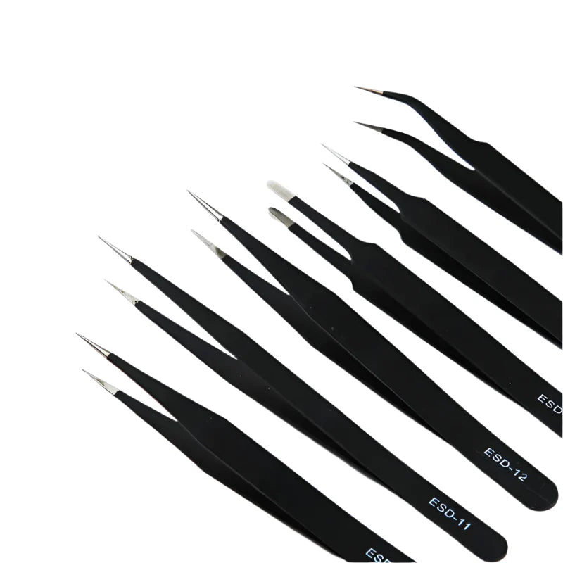 Anti-Static ESD Stainless Steel Curved Tweezers (6 different types available)