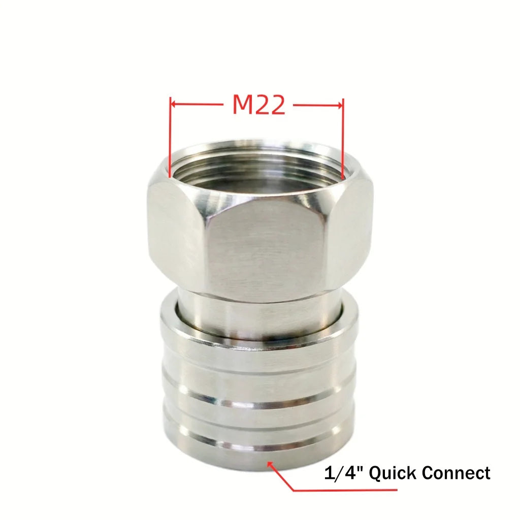 High Pressure Washer Quick Connect Plug & Coupler – Stainless Steel M14, M22 &amp; G1/4 Adapters