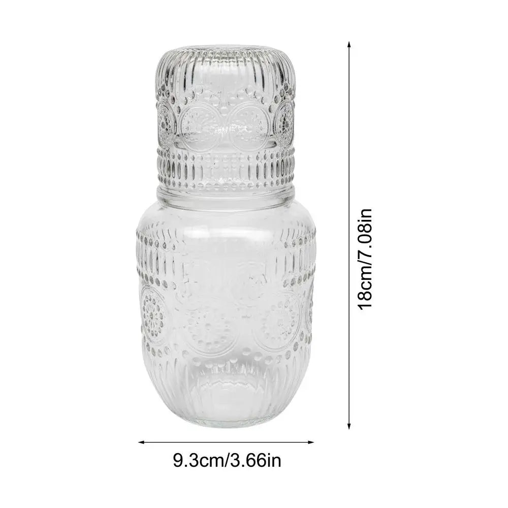 Snowflake Glass Bedside Carafe & Tumbler Set – Elegant Water Pitcher with Drinking Glass