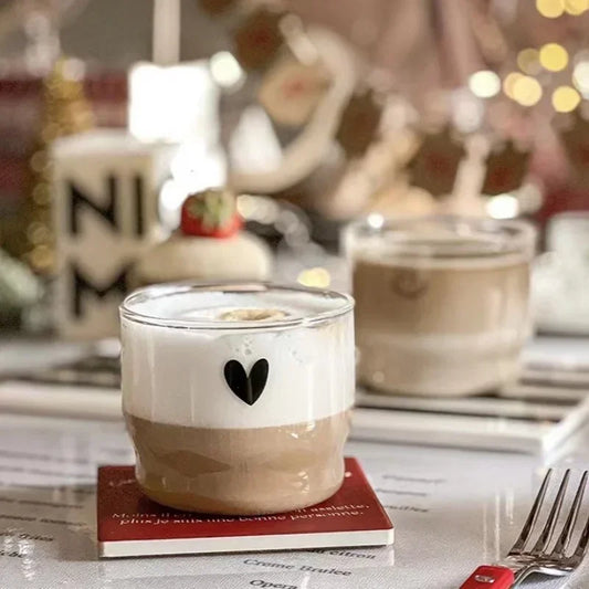 300ml Heart Glass Mug – Double Wall Heat-Resistant Coffee & Tea Cup