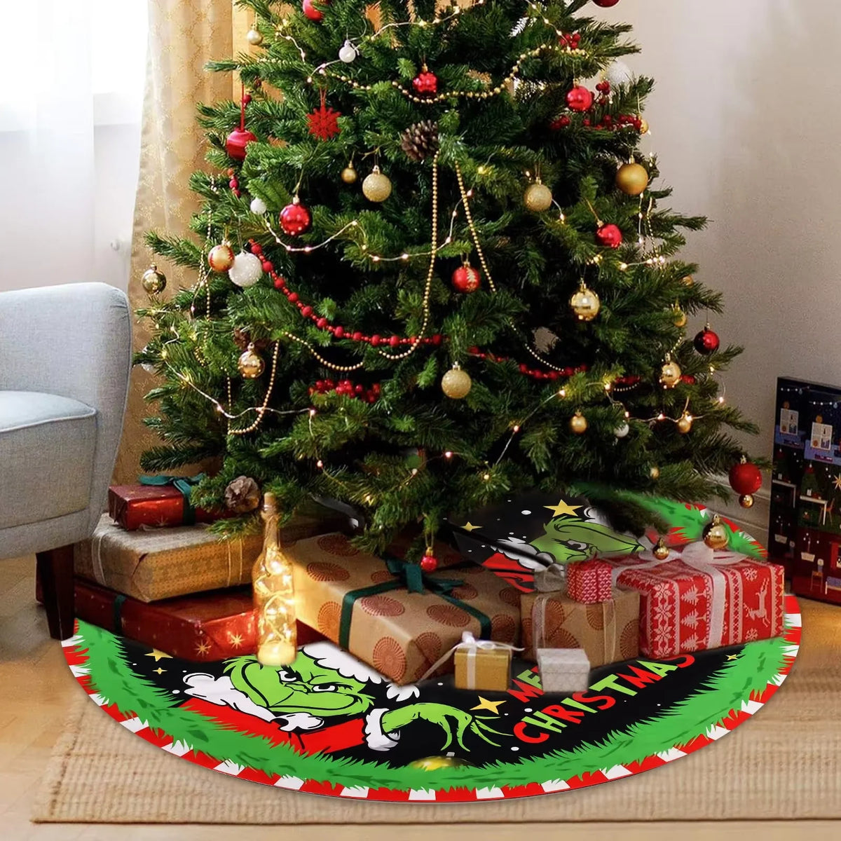 Welcome to Whoville Christmas Tree Skirt – Round Festive Tree Mat, 60–145cm
