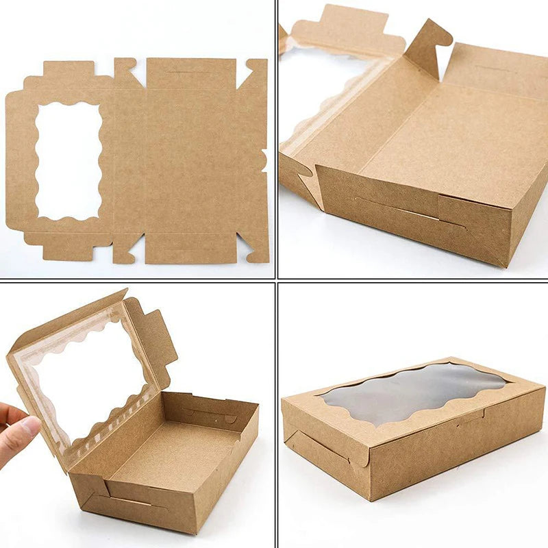 Kraft Paper Gift Boxes with Window – Cake, Candy & Treat Packaging Boxes