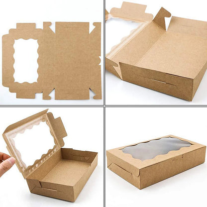 Kraft Paper Gift Boxes with Window – Cake, Candy & Treat Packaging Boxes