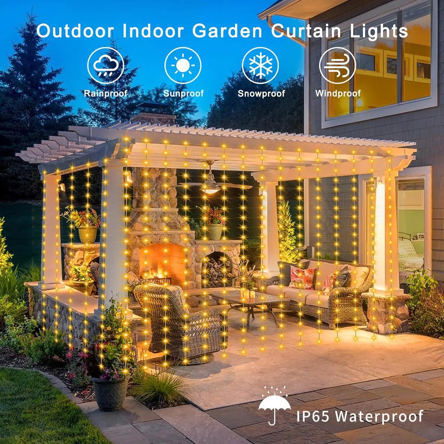 Solar LED Curtain Fairy Lights – Waterproof Outdoor String Lights for Garden & Home Décor