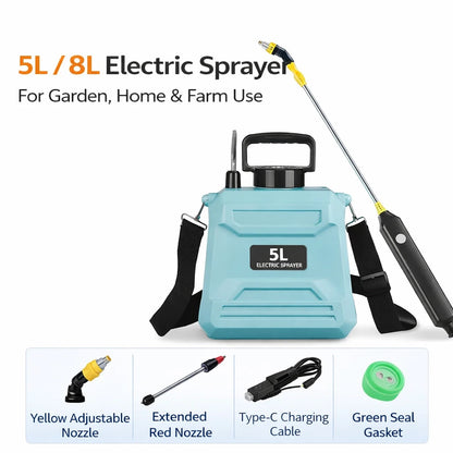 Rechargeable Electric Garden Sprayer – 5L/8L Portable Pressure Spray Tank