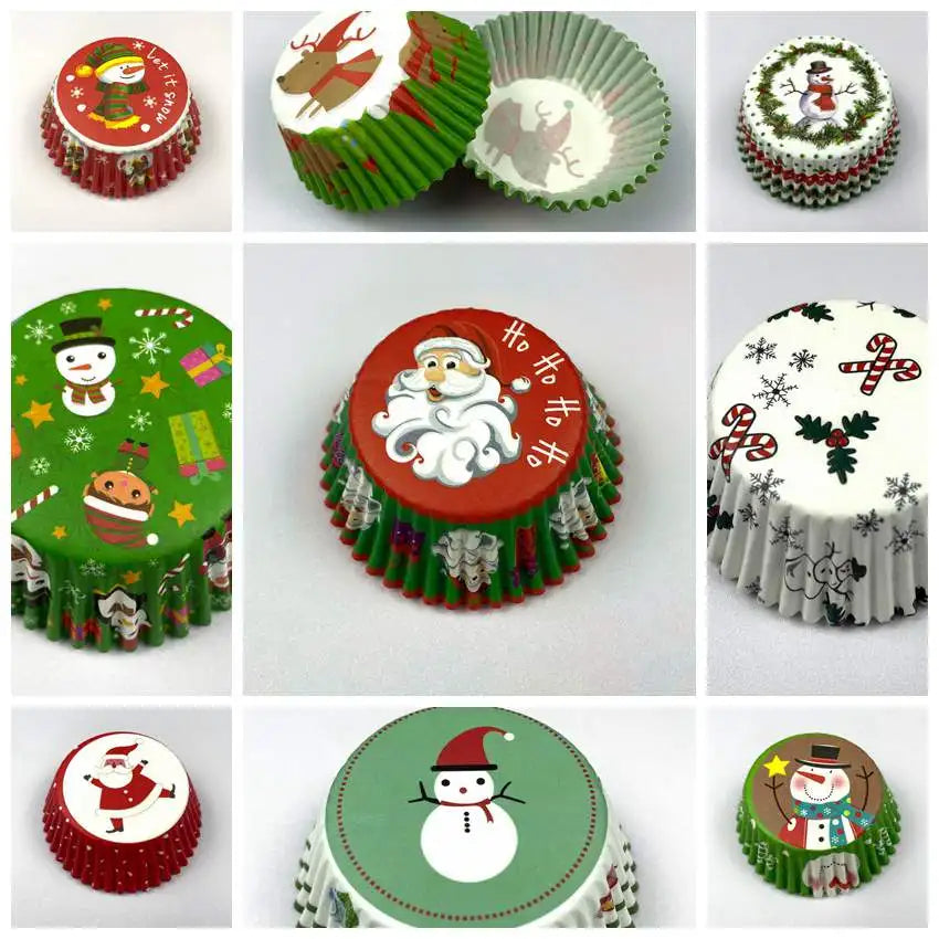 100-Pack Christmas & Halloween Cupcake Liners – Festive Paper Baking Cups