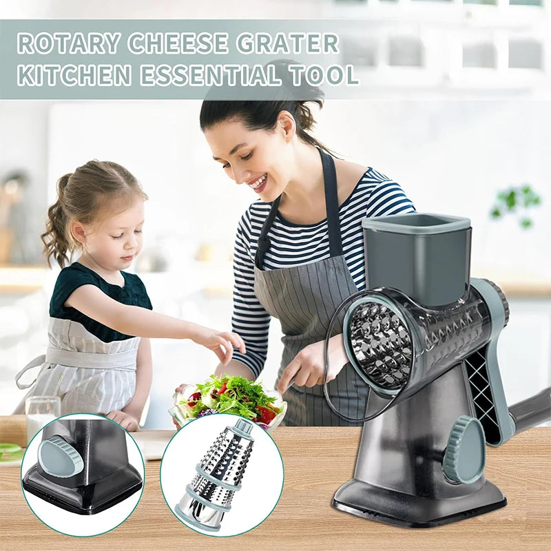 3-in-1 Manual Rotary Cheese Grater