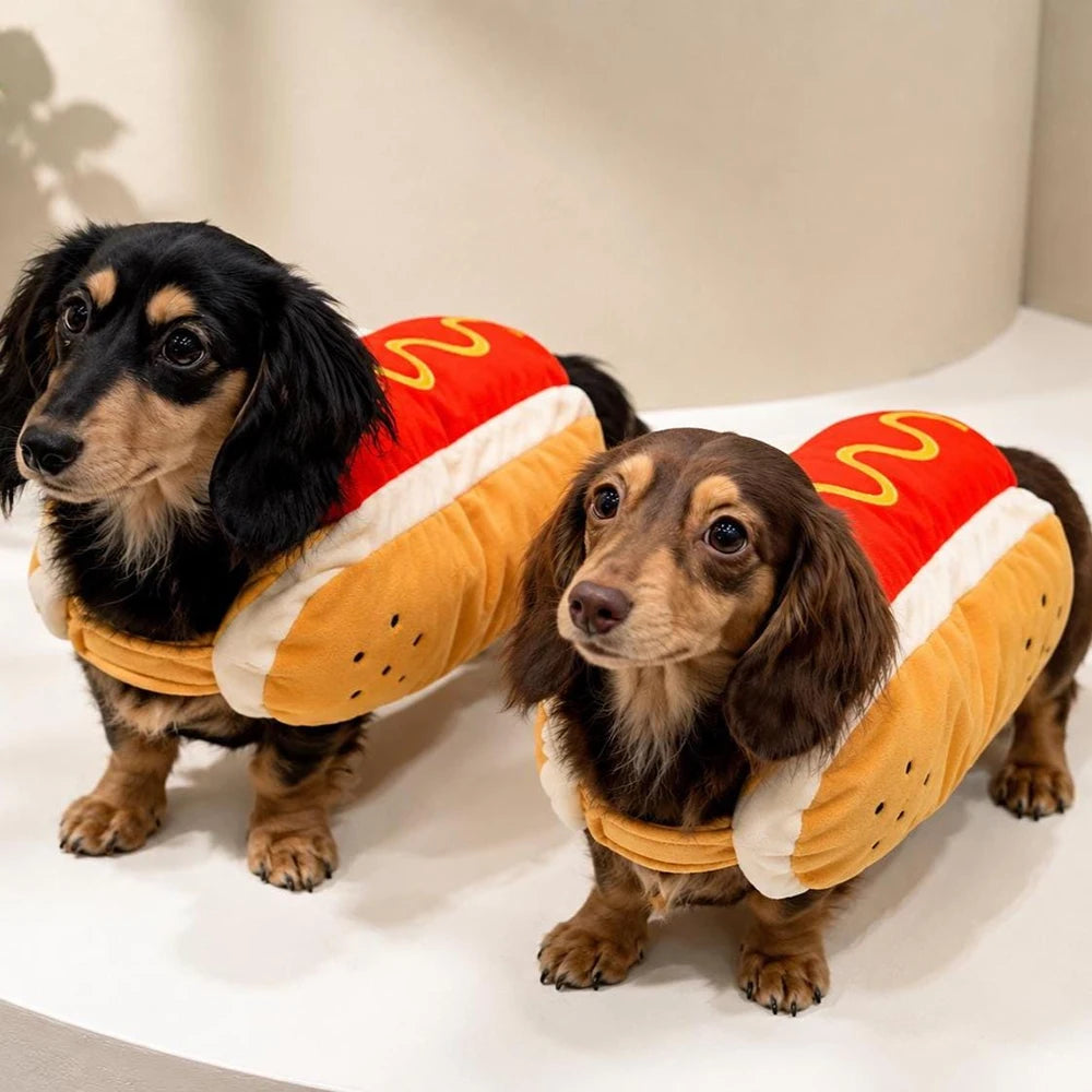 Funny Hot Dog Pet Costume – Dog & Puppy Halloween Dress-Up Outfit