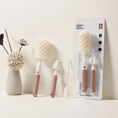 3-in-1 Baby Bottle Cleaning Brush Set – Bottle, Nipple & Straw Cleaner
