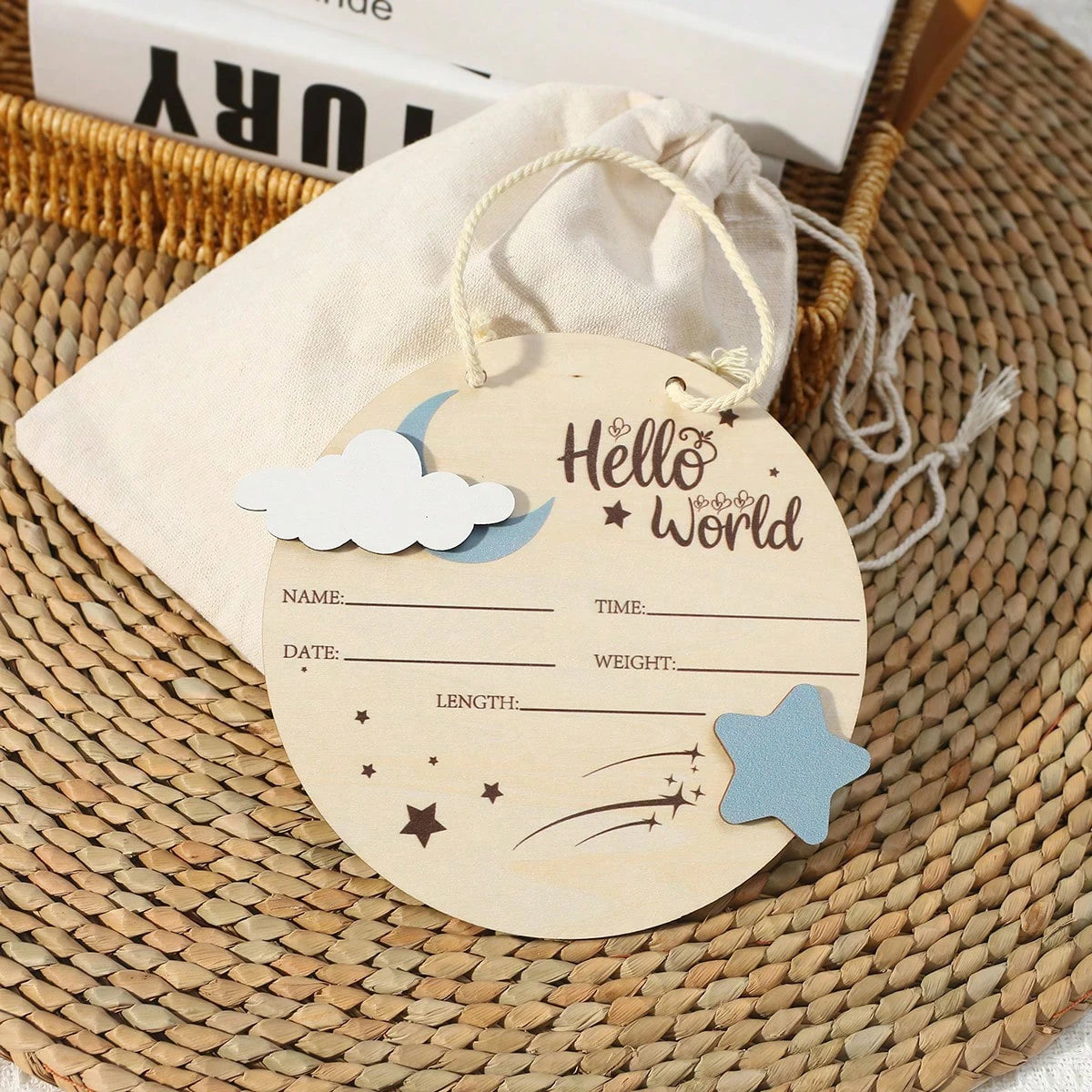 Hello World Starlit Sky Newborn Announcement Sign