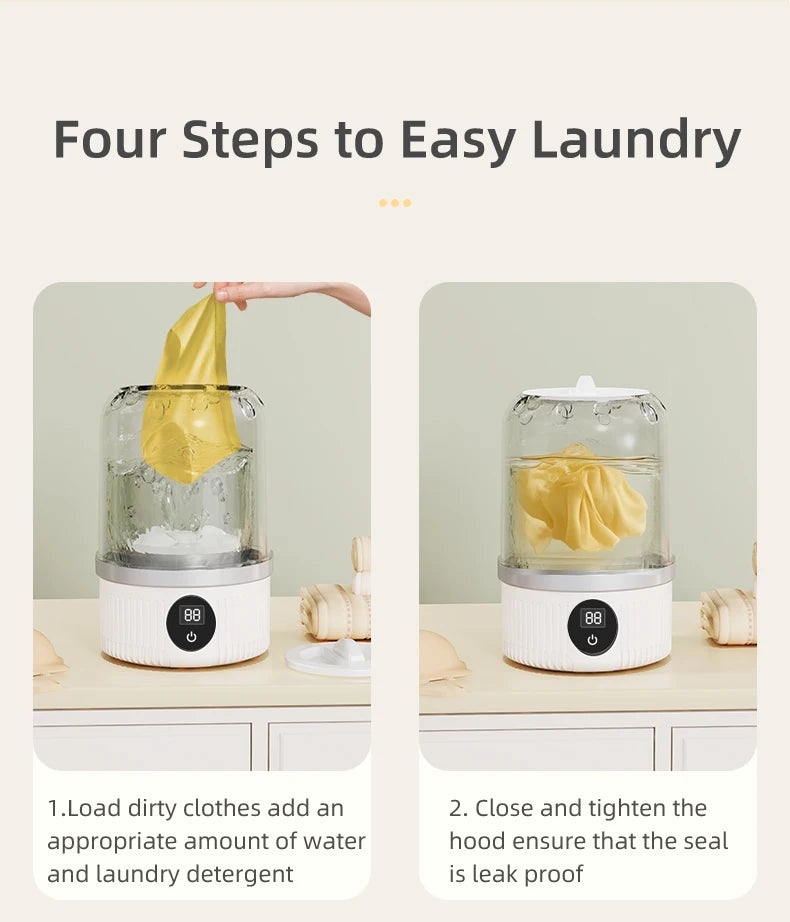 Compact Wireless Mini Washing Machine for Small Loads
