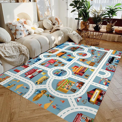 Kids City Traffic Car Play Mat – Non-Slip Road & Highway Playroom Rug