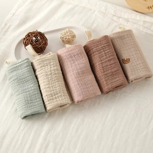 6-Layer Cotton Baby Washcloths – Soft Muslin Burp Cloths & Face Towels (3 or 5 Pack)