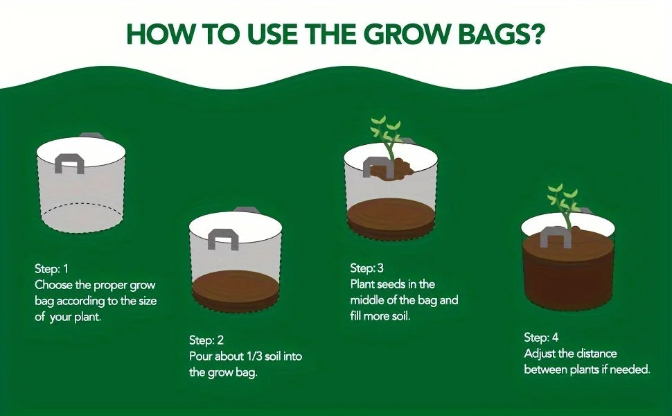 5 & 10 Gallon Fabric Grow Bags with Handles – Breathable Planting Pots