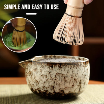 6-Piece Japanese Matcha Tea Set – Ceramic Bowl, Bamboo Whisk & Traditional Tea Ceremony Kit