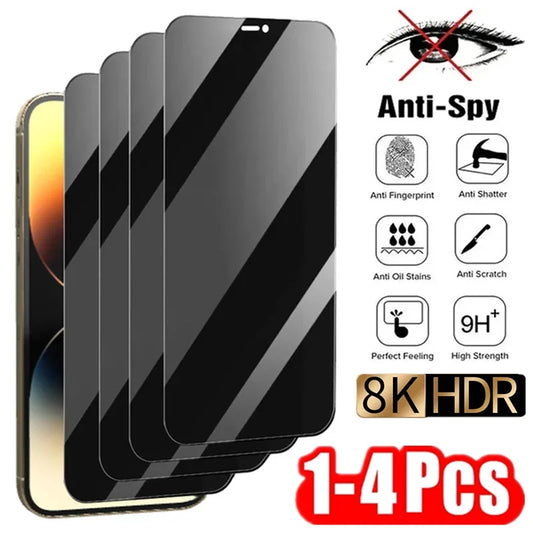 Privacy Screen Protector for iPhone – Tempered Glass (1–4 Pack)