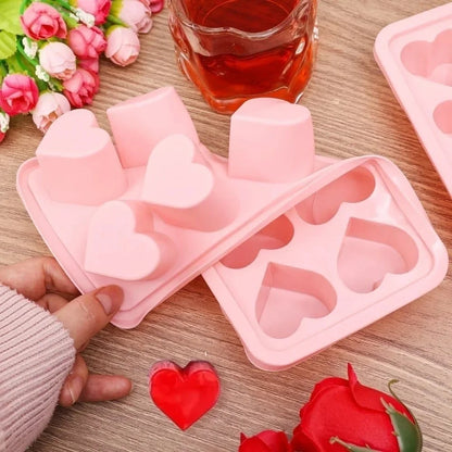 10-Cavity Heart-Shaped Silicone Mould – Ice, Chocolate, Jelly & Dessert Tray