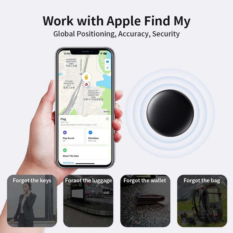 Smart Bluetooth Tracker for Apple Find My – Item Finder Tag for Keys, Bags & Luggage