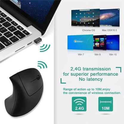 Ergonomic Vertical Wireless Mouse – 2.4GHz 6-Button Adjustable DPI