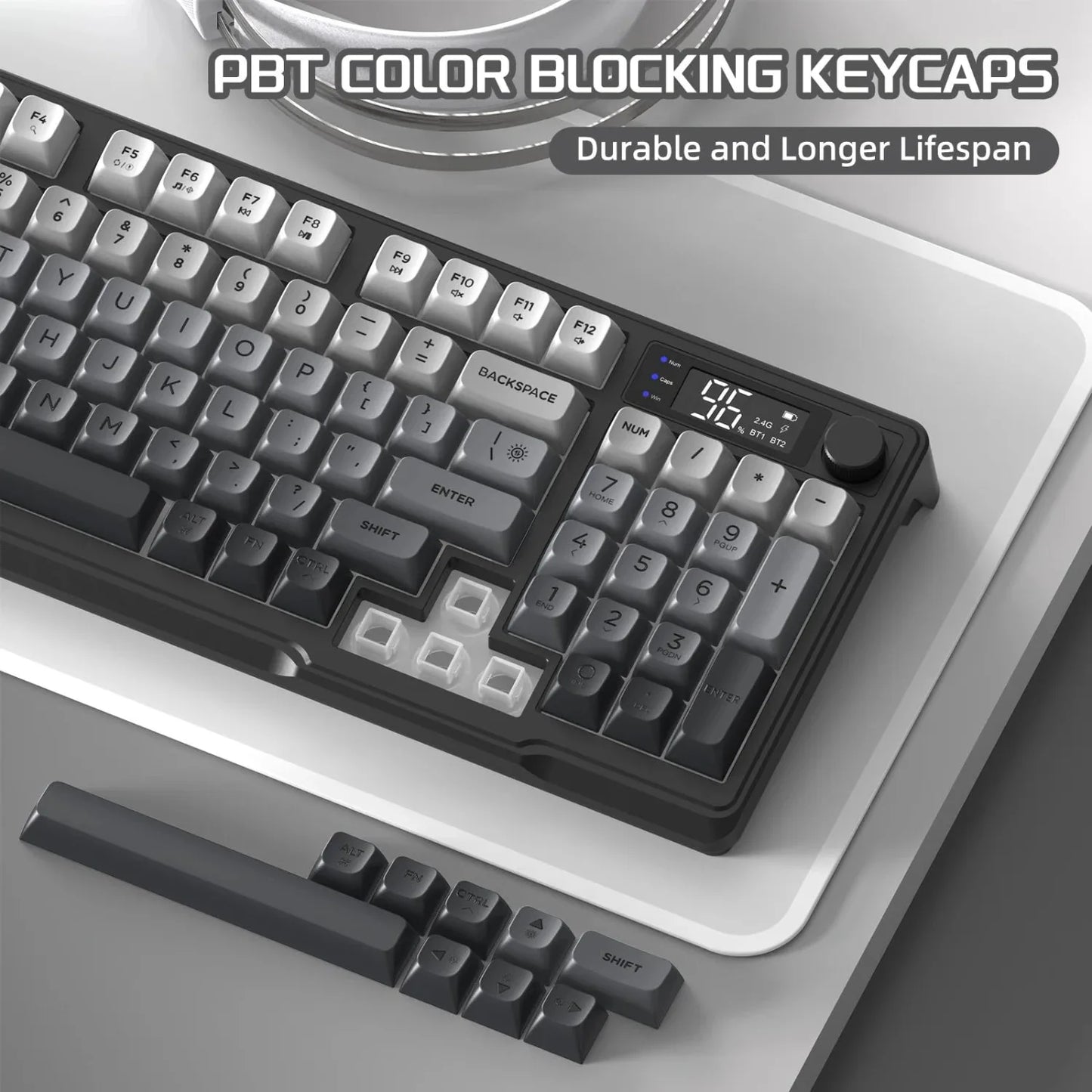 RGB Wireless Gaming Keyboard with Display & Multi-Device Connectivity
