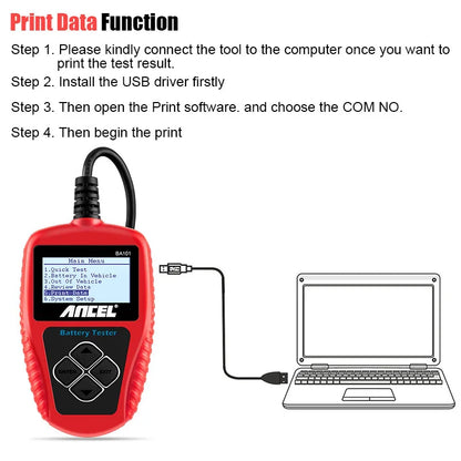BA101 Car Battery Tester – 12V Load Analyzer (100–2000 CCA)
