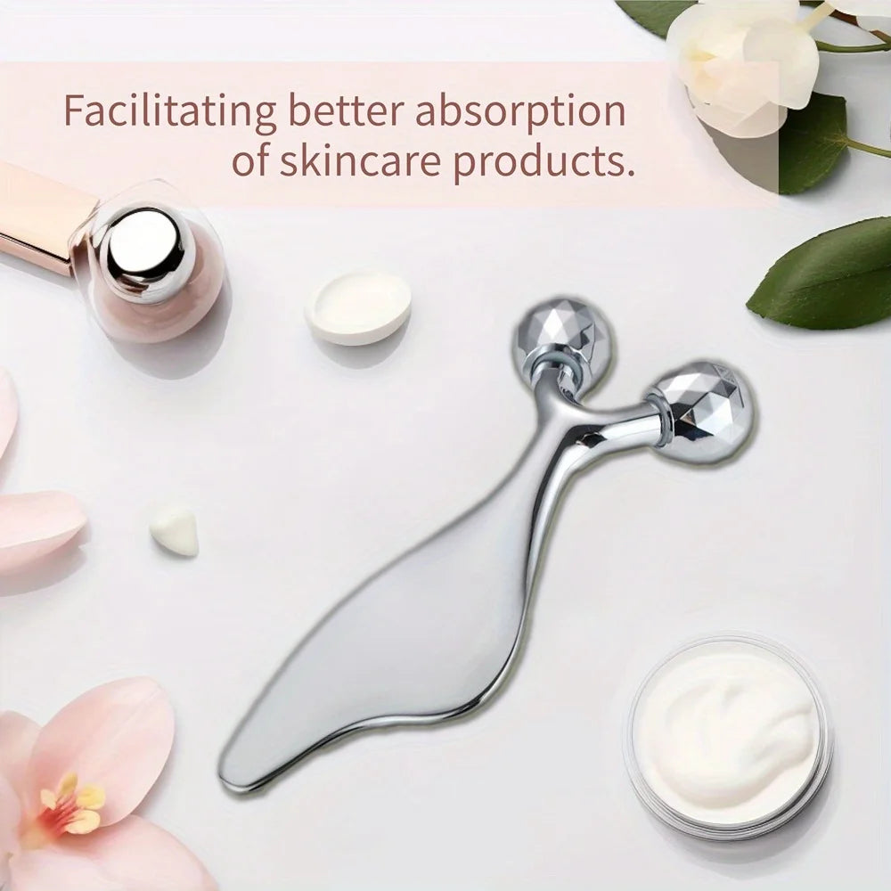2-in-1 Facial Massager & Gua Sha Tool – Cooling Face Roller for Face, Neck & Body