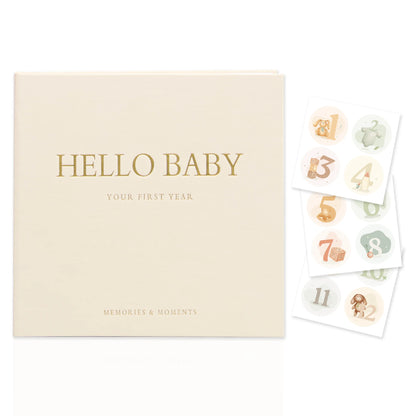 Linen Baby Memory Book – Baby Milestone Journal & Keepsake Album