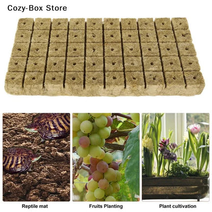 50-Piece Rock Wool Seed Starter Cubes – Hydroponic Growing & Propagation Plugs