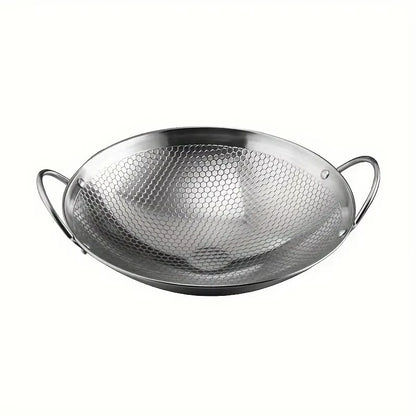 29cm Stainless Steel Honeycomb Frying Pan – Dual Handle Skillet