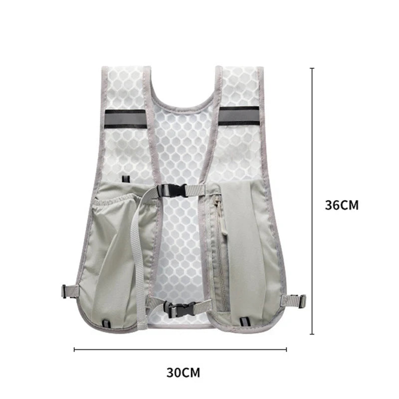 Lightweight Running Vest Backpack – Reflective Sports Chest Pack with Phone & Bottle Storage