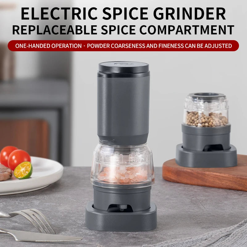 USB Rechargeable Electric Salt & Pepper Grinder – Adjustable Ceramic Spice Mill