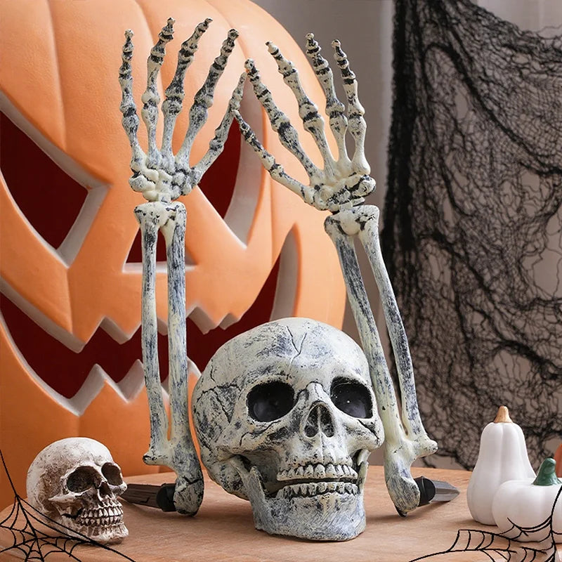Skeleton Skull & Hands Garden Decoration – Halloween Outdoor Yard Prop