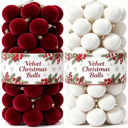 30-Pack Flocked Velvet Christmas Baubles – 3cm Mini Christmas Tree Hanging Ornaments