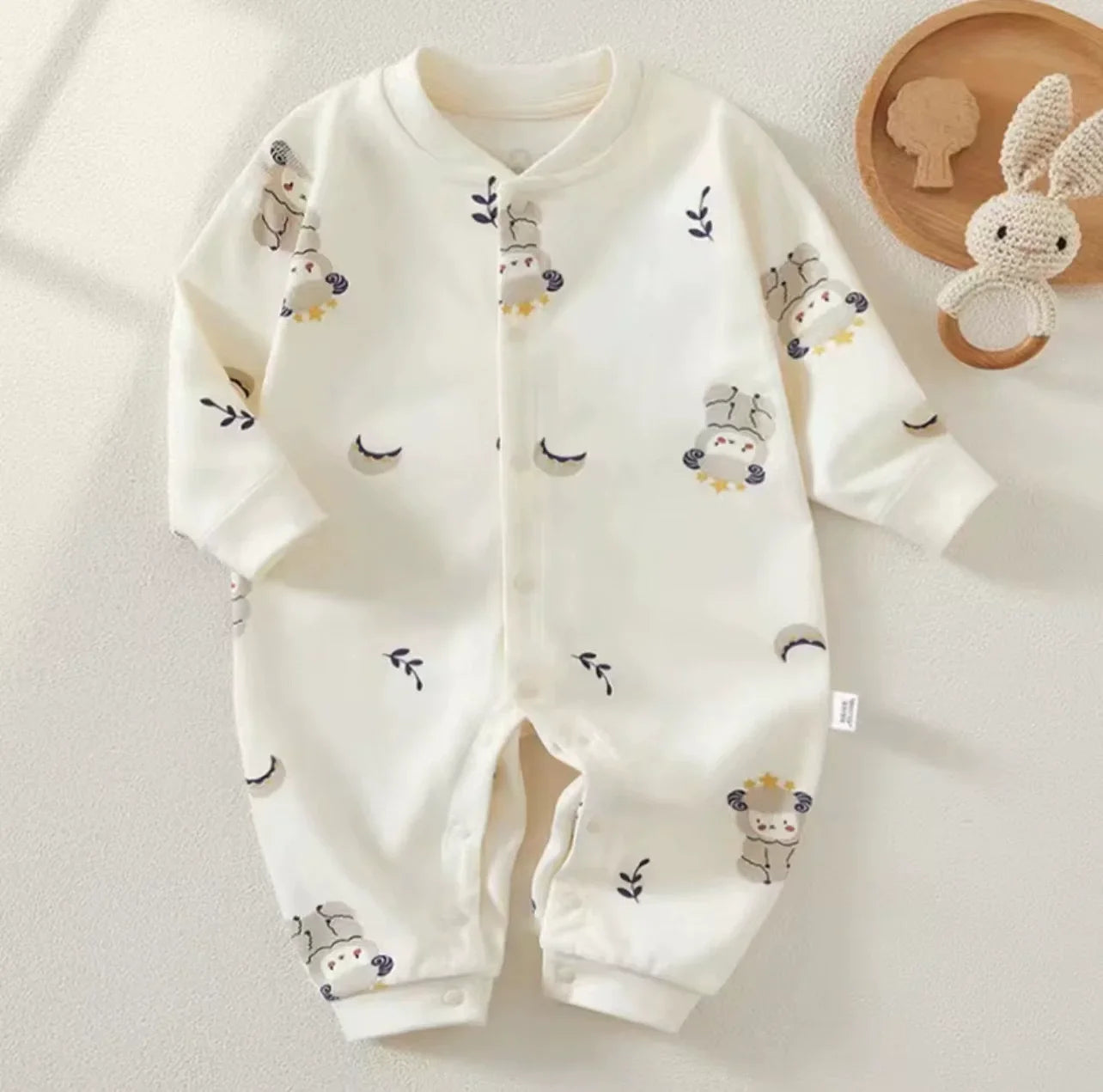 100% Cotton Baby Romper – Long Sleeve Bodysuit for Newborns (0–24 Months)