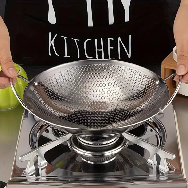 29cm Stainless Steel Honeycomb Frying Pan – Dual Handle Skillet