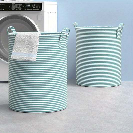 Foldable Striped Laundry Basket – Collapsible Clothes & Storage Hamper
