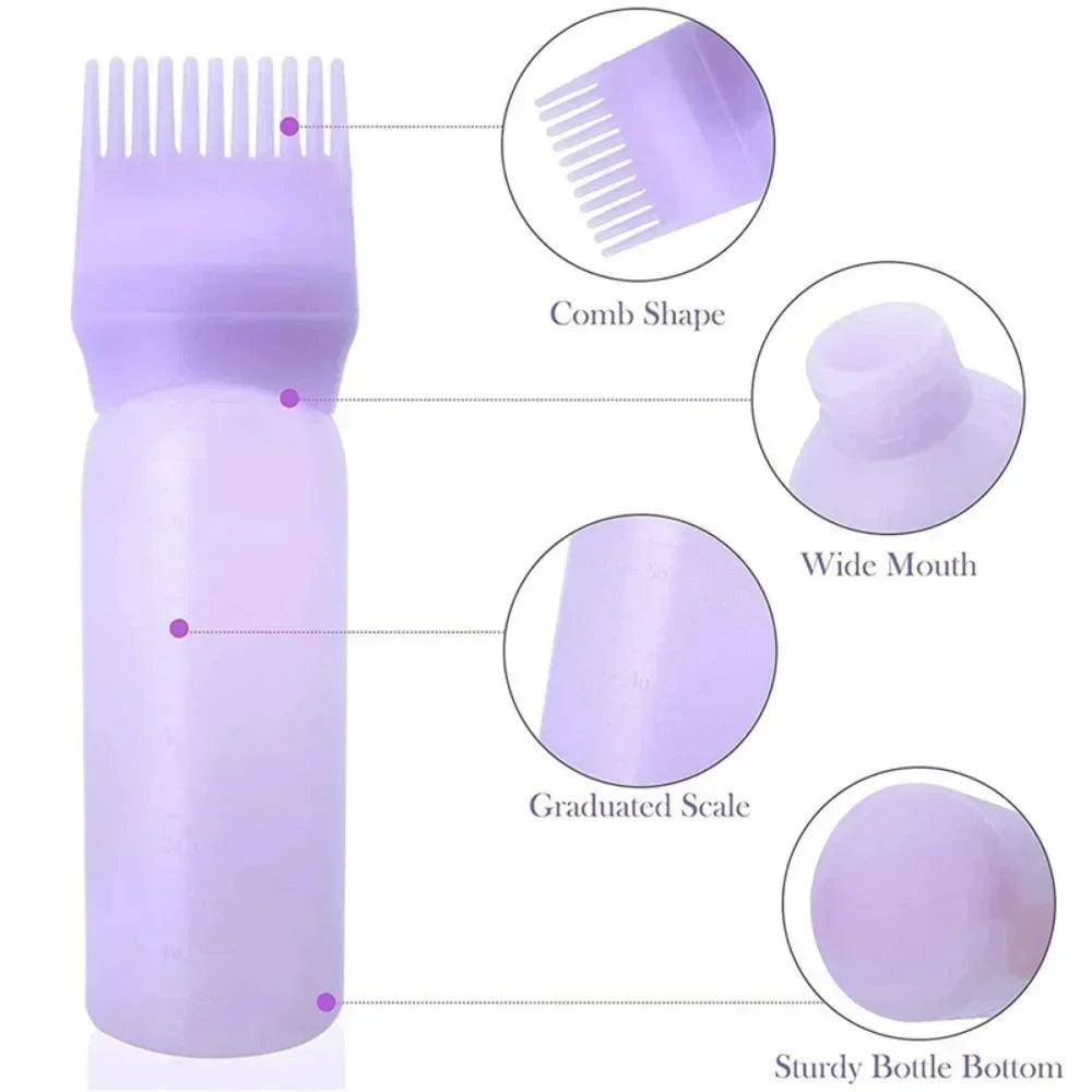 2-in-1 Silicone Scalp Massage Brush & 180ml Hair Oil Applicator Bottle