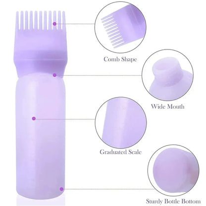 2-in-1 Silicone Scalp Massage Brush & 180ml Hair Oil Applicator Bottle