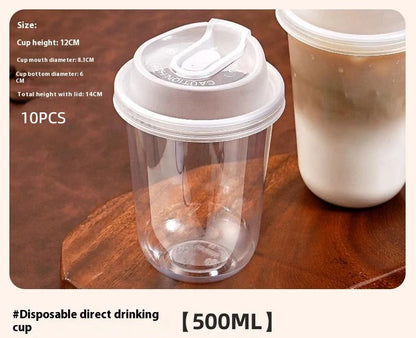 Transparent Coffee Cups with Lids 10-Pack, U-shaped Disposable Drinkware for Hot Fluids, Milk Tea, Take-out Drinks