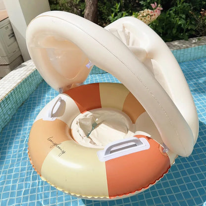 Kids Inflatable Swimming Ring – Retro Striped Pool Float