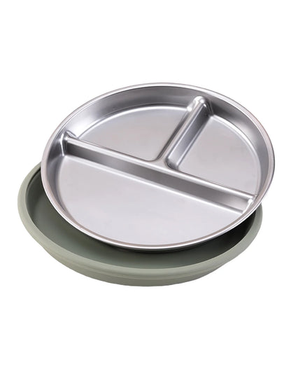 Stainless Steel Baby Suction Plate – Detachable Silicone Non-Slip Feeding Dish