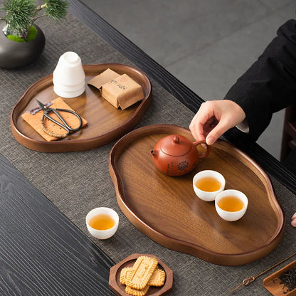 Natural Wooden Serving Tray – Decorative Fruit, Cheese & Coffee Table Platter