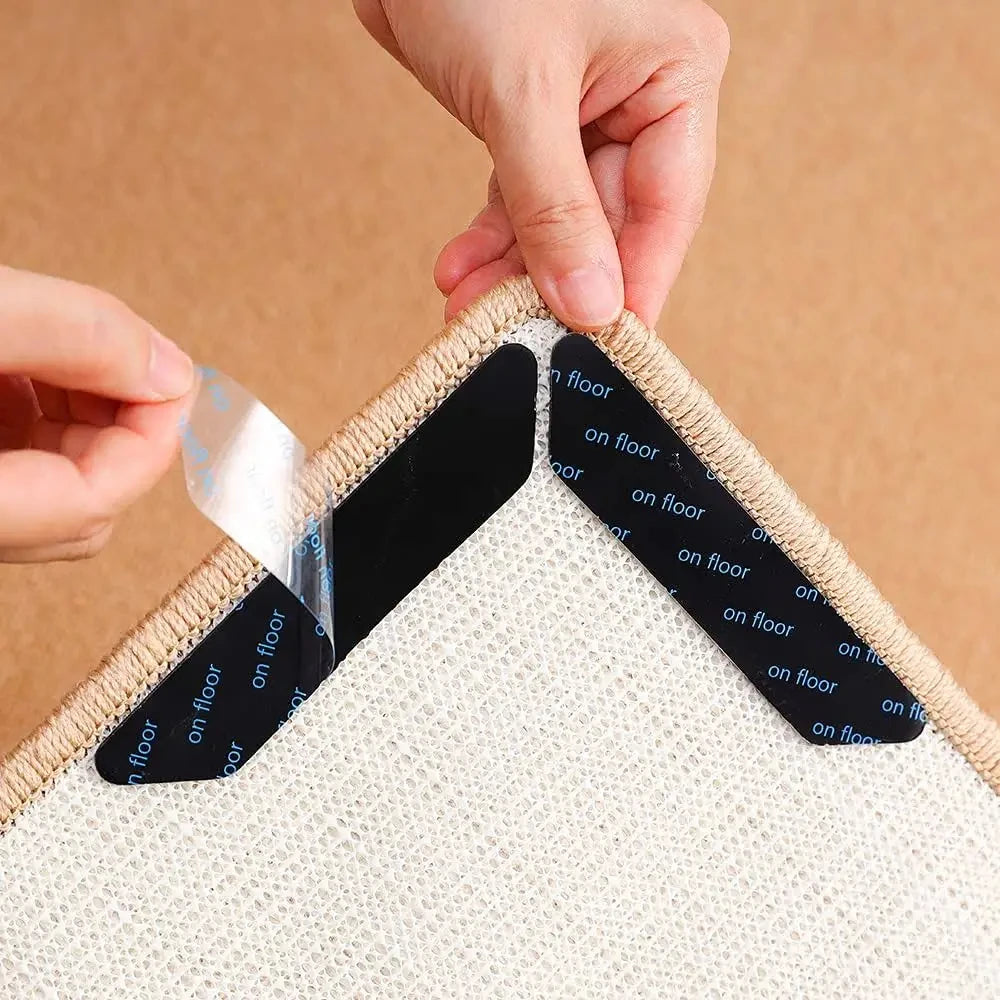 Reusable Anti-Slip Carpet Stickers – Washable Rug Gripper Pads & Anti-Curling Floor Tape