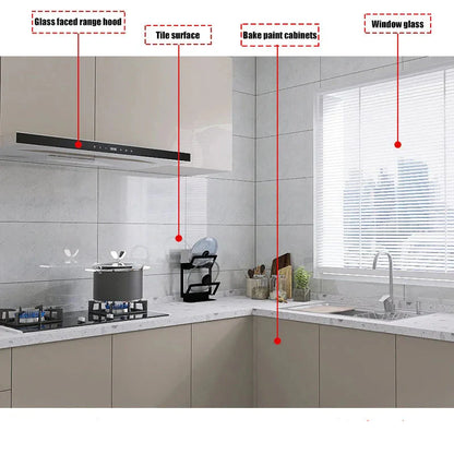 Oil-Proof Kitchen Wall Self-Adhesive Tiles – Transparent (5 different sizes available)