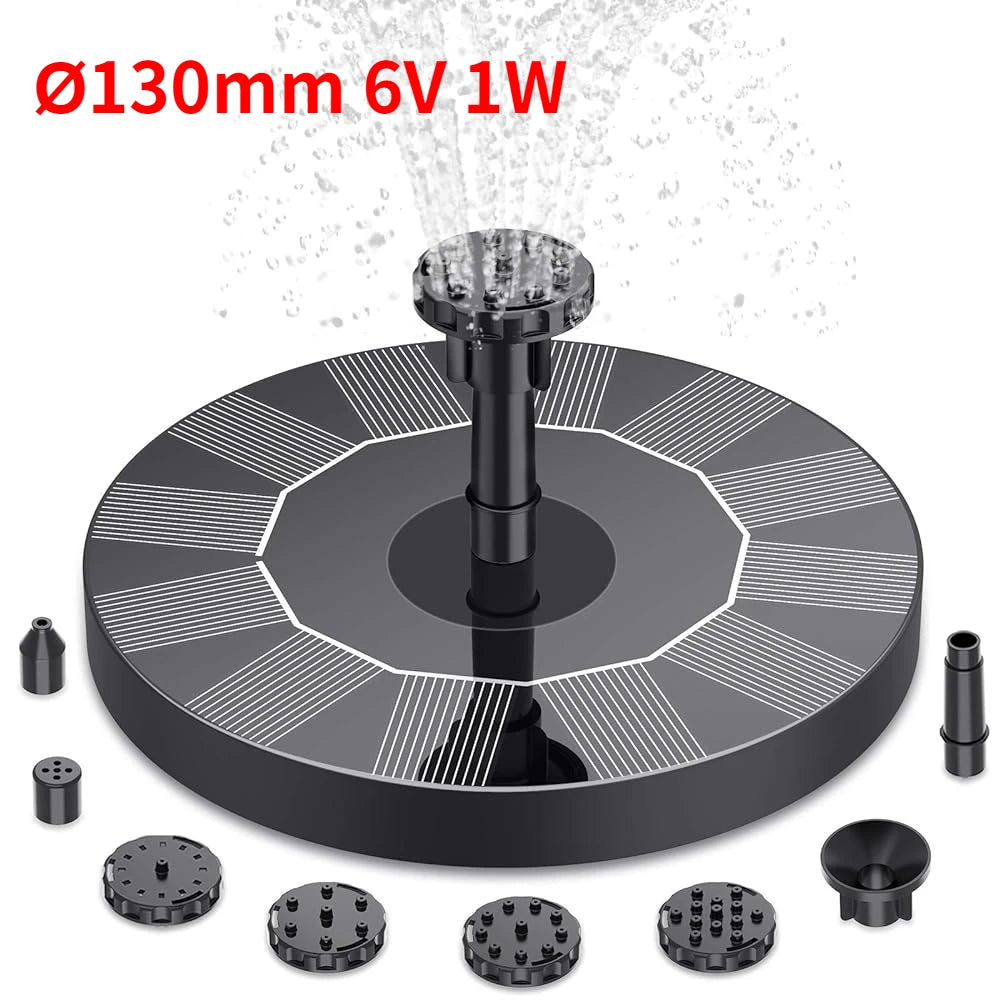 Outdoor Solar Fountain Pump Kit – 6-Nozzle Garden Pond & Bird Bath Fountain