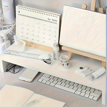 Wooden Monitor & Laptop Stand – Desktop Riser & Storage Shelf