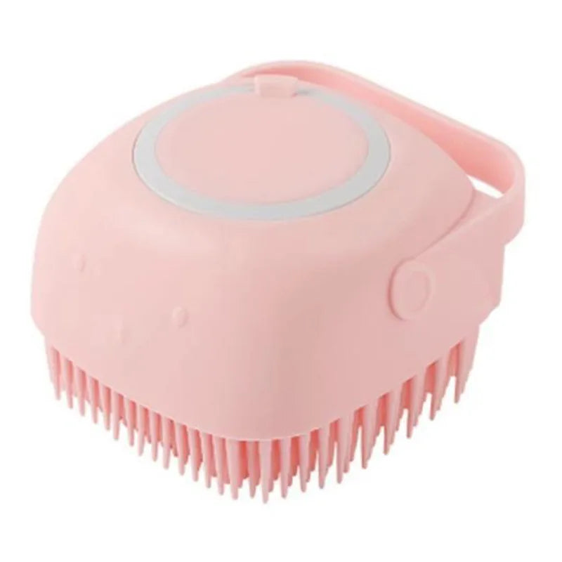 Soft Silicone Massage Brush for Dogs & Cats with Soap Dispenser