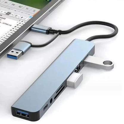 8-in-1 Hub with Card Reader & Audio